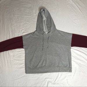 light grey and maroon cropped hoodie/sweatshirt🦋